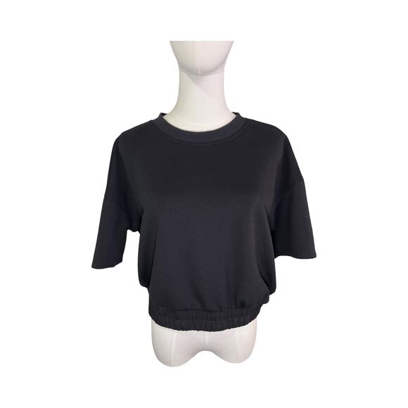 Yogalicious Scuba Lanston Cropped Top Black Size M Short Sleeve Pullover - Picture 1 of 5